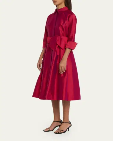 Rickie Freeman for Teri Jon 3/4-Sleeve Belted Midi Shirtdress | Thumbnail 4 Rickie Freeman for Teri Jon 3/4-Sleeve Belted Midi Shirtdress | Thumbnail 4