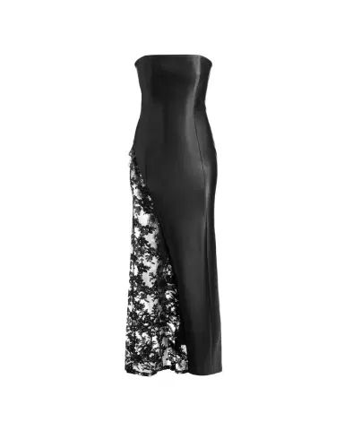 Alice + Olivia Retha Strapless Vegan Leather Lace Maxi Dress | Thumbnail 1
