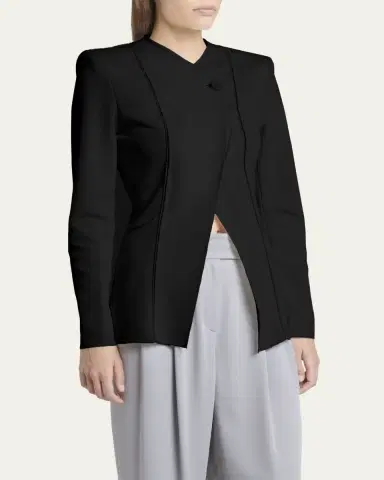 Giorgio Armani Stretch Viscose Asymmetrical Knit Jacket | Thumbnail 4