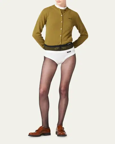 Miu Miu Logo-Tab Jersey Briefs | Thumbnail 2