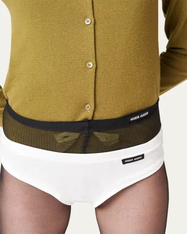 Miu Miu Logo-Tab Jersey Briefs | Thumbnail 4