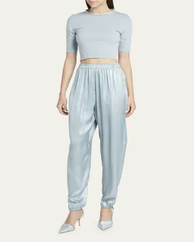 Giorgio Armani Laminated Viscose Satin Jogger Pants | Thumbnail 2