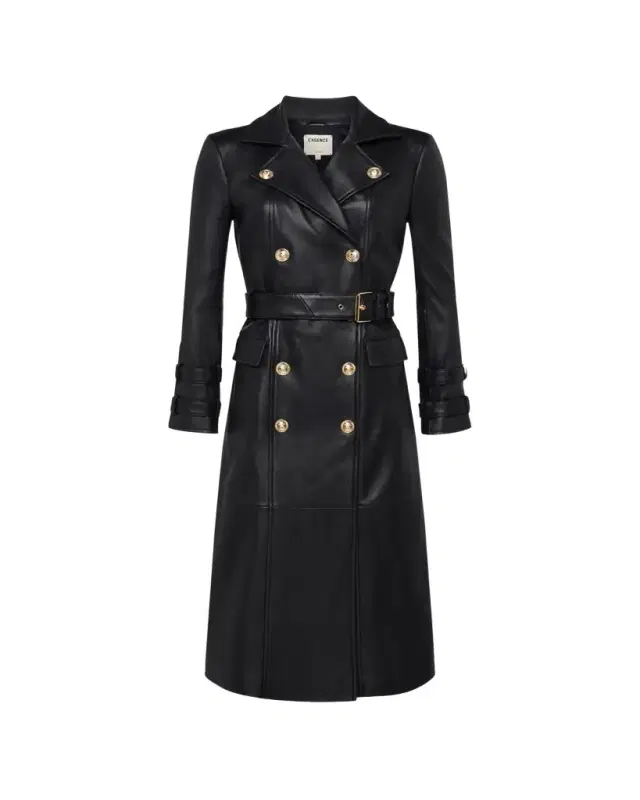 L'Agence Celina Leather Trench Coat