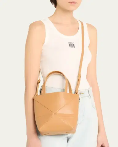 Loewe Puzzle Fold Mini Tote Bag in Shiny Leather | Thumbnail 2