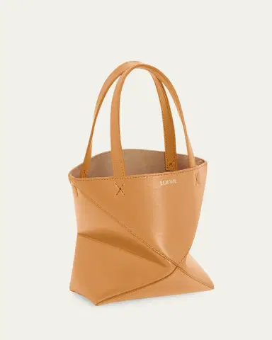 Loewe Puzzle Fold Mini Tote Bag in Shiny Leather | Thumbnail 3