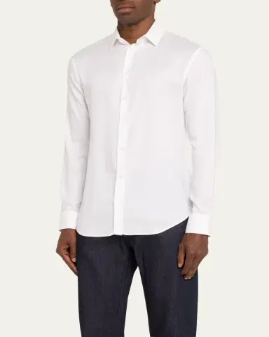 Giorgio Armani Men's Solid Tencel Sport Shirt | Thumbnail 4