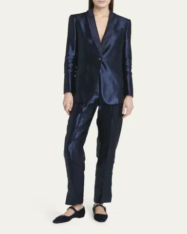 Giorgio Armani Linen Silk Single-Button Blazer Jacket | Thumbnail 2 Giorgio Armani Linen Silk Single-Button Blazer Jacket | Thumbnail 2