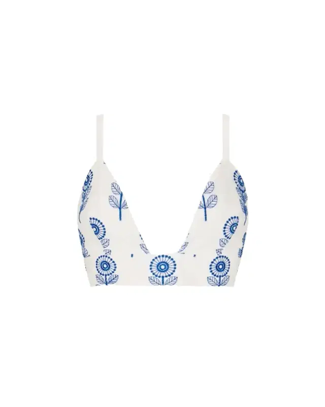 Milly Floral-Embroidered Crop Top