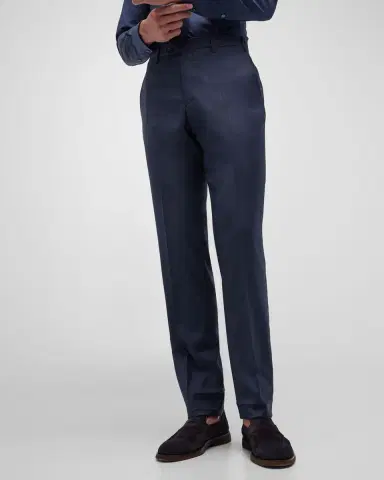 Giorgio Armani Men's Flat-Front Wool Trousers | Thumbnail 4 Giorgio Armani Men's Flat-Front Wool Trousers | Thumbnail 4