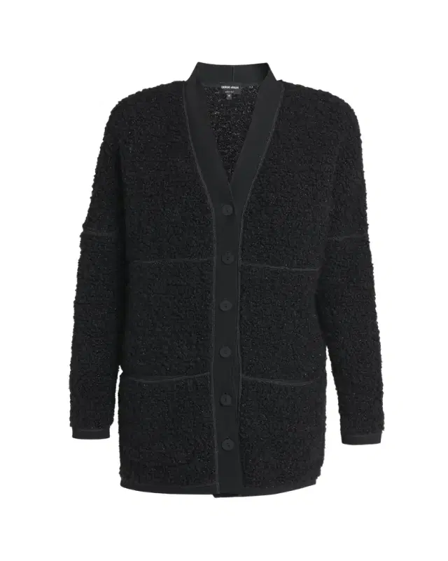 Boucle Lurex Oversize Knit Cardigan