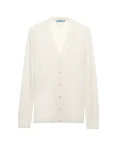Prada V-Neck Superfine Cashmere Cardigan | Thumbnail 1
