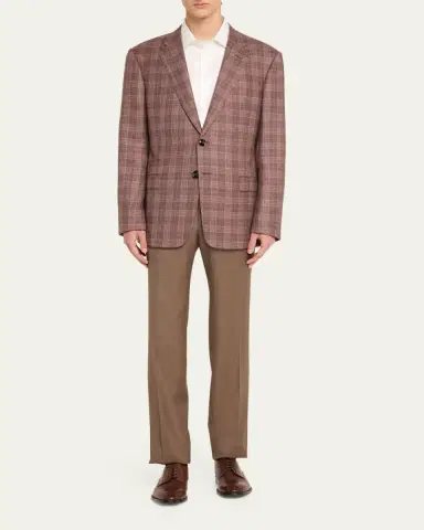 Giorgio Armani Men's Flat-Front Wool Trousers | Thumbnail 2 Giorgio Armani Men's Flat-Front Wool Trousers | Thumbnail 2