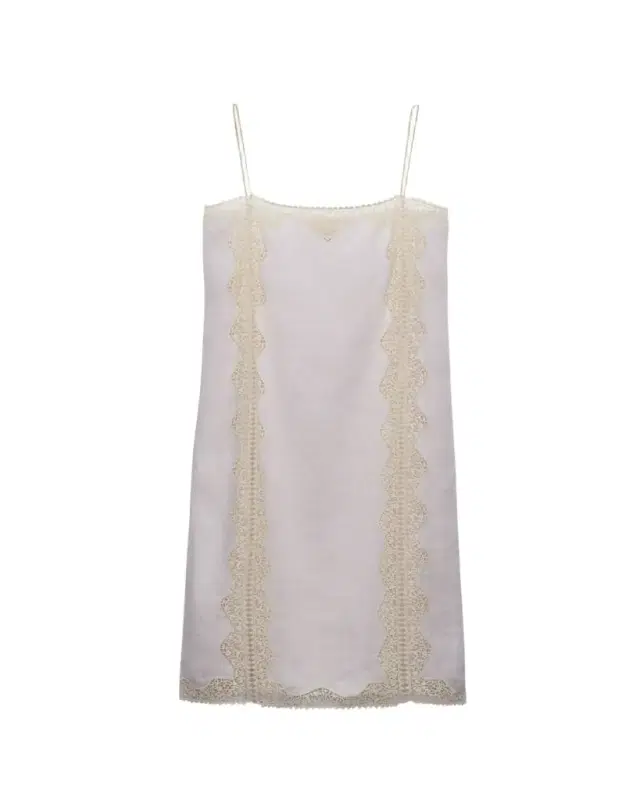 Prada Linen Midi Dress with Lace Embroidery