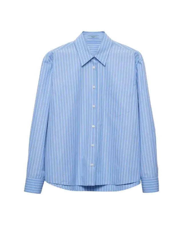 Striped Cotton Poplin Button-Front Shirt