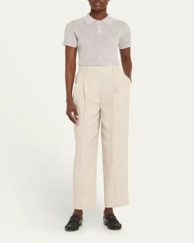 Guest in Residence Cashmere Short-Sleeve Shrunken Polo Sweater | Thumbnail 2
