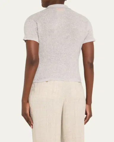 Guest in Residence Cashmere Short-Sleeve Shrunken Polo Sweater | Thumbnail 3