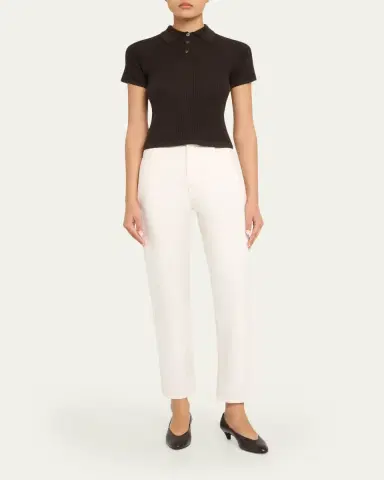 Guest in Residence Cashmere Short-Sleeve Shrunken Polo Sweater | Thumbnail 6