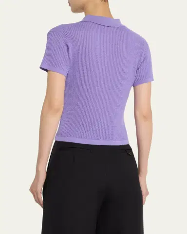 Guest in Residence Cashmere Short-Sleeve Shrunken Polo Sweater | Thumbnail 10