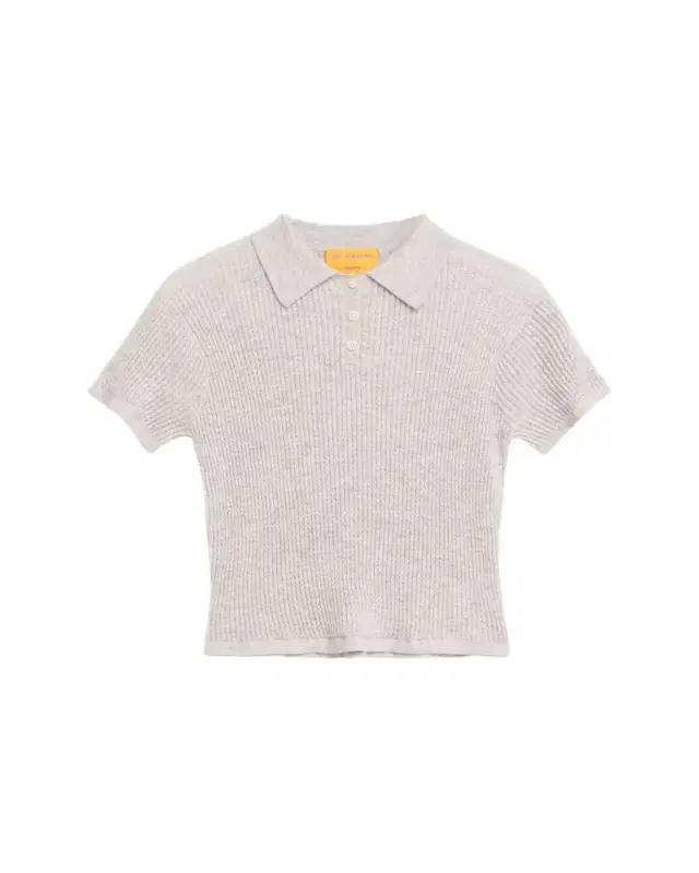Cashmere Short-Sleeve Shrunken Polo Sweater