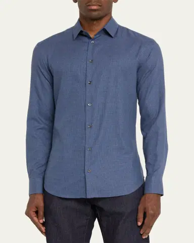 Giorgio Armani Men's Micro-Houndstooth Sport Shirt | Thumbnail 4