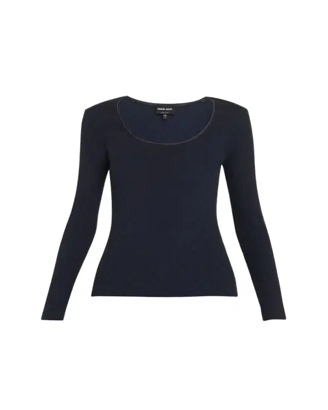 Giorgio Armani Textured Jersey Long-Sleeve Tee
