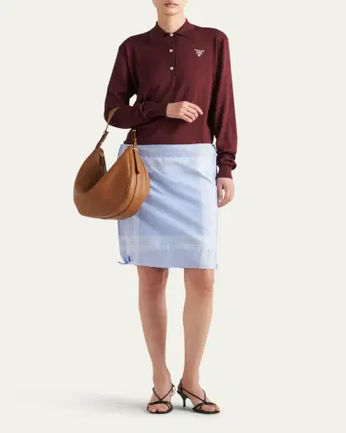 Prada Long Sleeve Silk Polo Shirt | Thumbnail 2 Prada Long Sleeve Silk Polo Shirt | Thumbnail 2