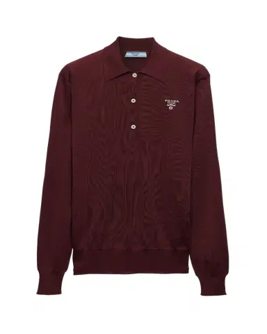 Prada Long Sleeve Silk Polo Shirt | Thumbnail 1 Prada Long Sleeve Silk Polo Shirt | Thumbnail 1