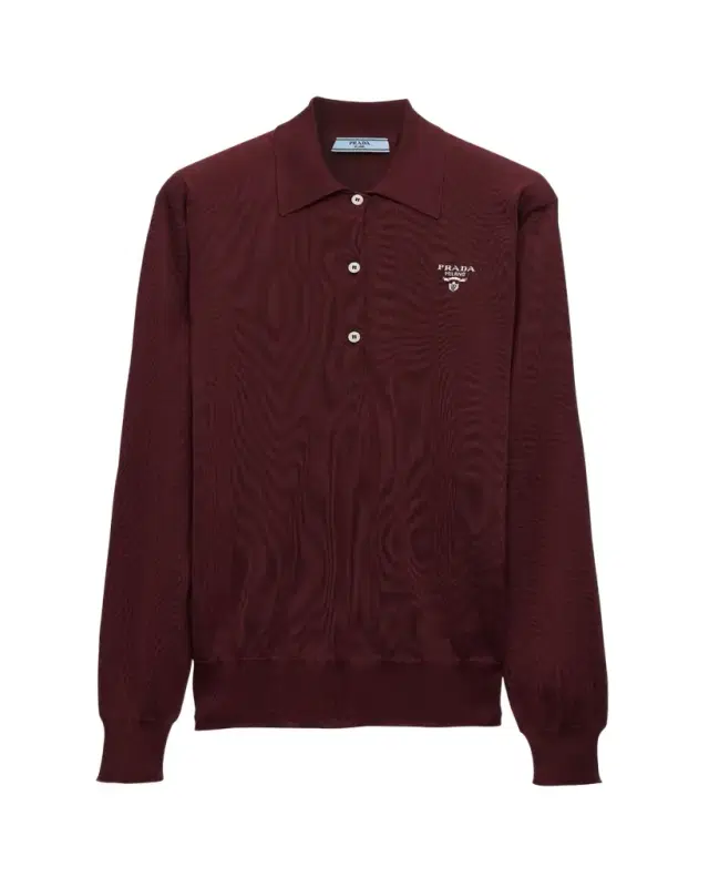 Long Sleeve Silk Polo Shirt