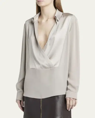 Giorgio Armani Silk Georgette Wrap Blouse | Thumbnail 4