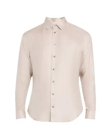Giorgio Armani Men's Solid Silk Dress Shirt | Thumbnail 1