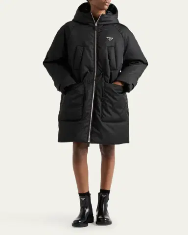 Prada Re-Nylon Hooded Down Coat | Thumbnail 2 Prada Re-Nylon Hooded Down Coat | Thumbnail 2