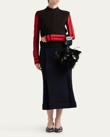 Prada Sleeveless Wool Vest with Contrast Back | Thumbnail 2
