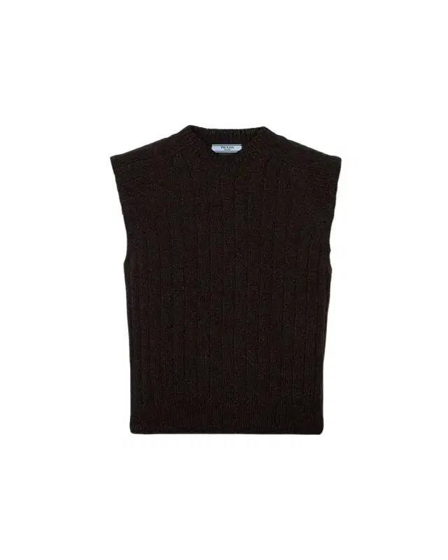 Prada Sleeveless Wool Vest with Contrast Back