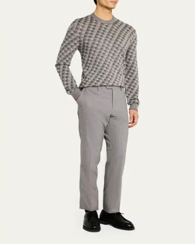 Giorgio Armani Men's Tricolor Triangle Wool Sweater | Thumbnail 2