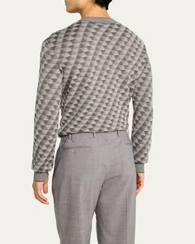 Giorgio Armani Men's Tricolor Triangle Wool Sweater | Thumbnail 3