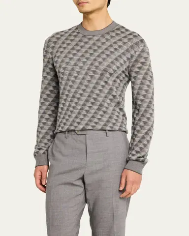 Giorgio Armani Men's Tricolor Triangle Wool Sweater | Thumbnail 4