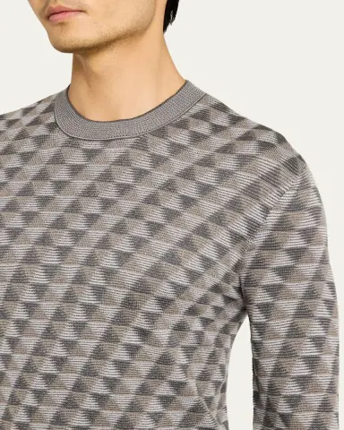 Giorgio Armani Men's Tricolor Triangle Wool Sweater | Thumbnail 5