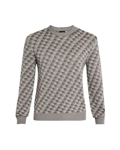 Giorgio Armani Men's Tricolor Triangle Wool Sweater | Thumbnail 1
