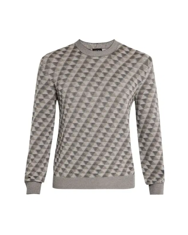 Giorgio Armani Men's Tricolor Triangle Wool Sweater