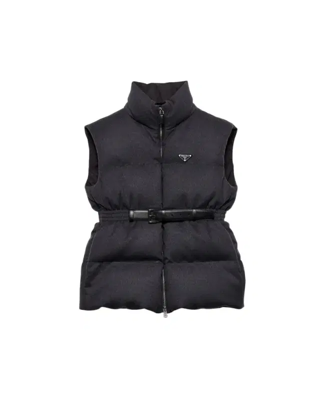 Leather Belted Wool Puffer Vest