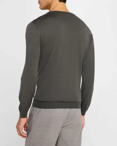Giorgio Armani Men's Silk-Cotton Crew Sweater | Thumbnail 2 Giorgio Armani Men's Silk-Cotton Crew Sweater | Thumbnail 2