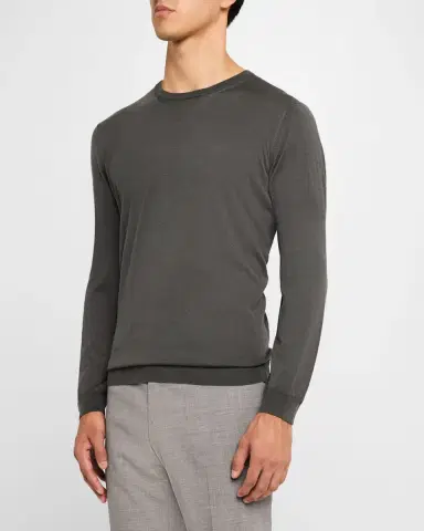 Giorgio Armani Men's Silk-Cotton Crew Sweater | Thumbnail 3 Giorgio Armani Men's Silk-Cotton Crew Sweater | Thumbnail 3