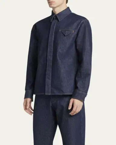 Bottega Veneta Men's Soft Denim Button-Down Shirt | Thumbnail 4
