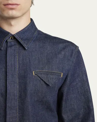 Bottega Veneta Men's Soft Denim Button-Down Shirt | Thumbnail 5