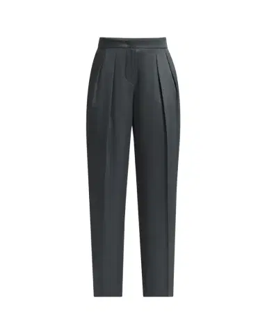 Giorgio Armani Silk Satin Pleated Straight-Leg Trousers | Thumbnail 1 Giorgio Armani Silk Satin Pleated Straight-Leg Trousers | Thumbnail 1