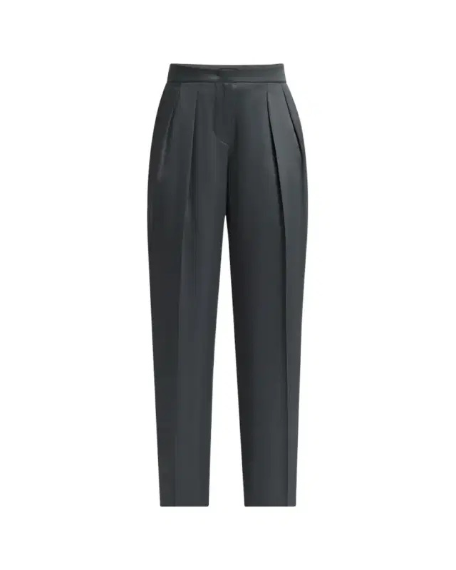 Giorgio Armani Silk Satin Pleated Straight-Leg Trousers