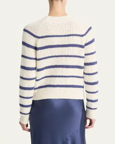 Vince Ribbed Stripe Raglan-Sleeve Crewneck Sweater | Thumbnail 3