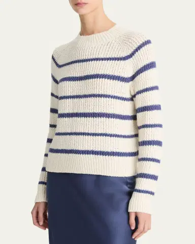 Vince Ribbed Stripe Raglan-Sleeve Crewneck Sweater | Thumbnail 4