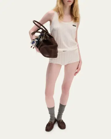 Miu Miu Openwork Cashmere Silk Shorts | Thumbnail 2