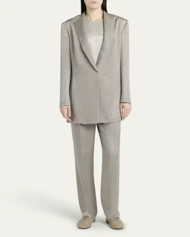 Giorgio Armani Micro Jacquard Straight-Leg Pull-On Trousers | Thumbnail 2 Giorgio Armani Micro Jacquard Straight-Leg Pull-On Trousers | Thumbnail 2